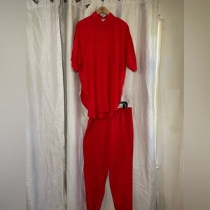 VTG 90’s Red Lightweight Two Piece Matching Set Pants Top